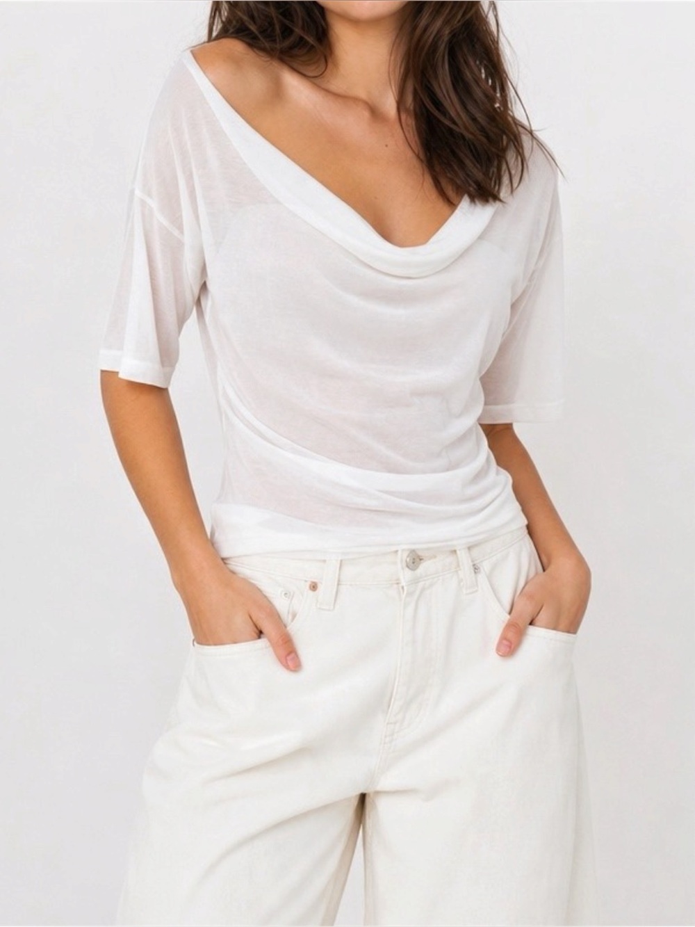 EB DENIM Madeo Cowl Neck, Ivory, XL